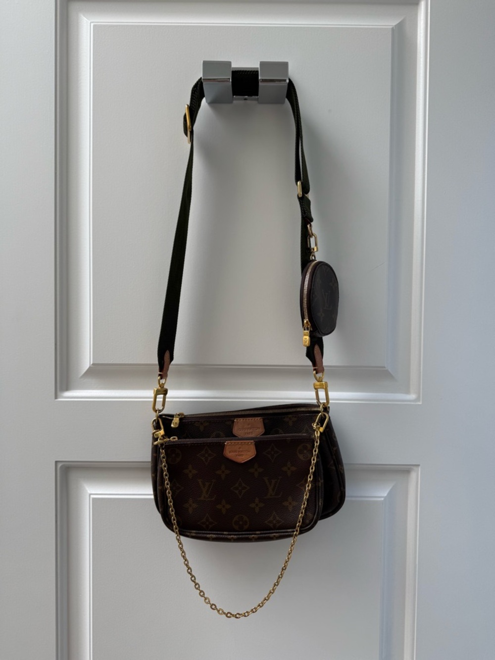 Louis Vuitton Brown Monogram Multi Pochette Crossbody with Khaki strap
